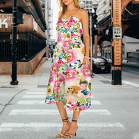 Bold Floral Strapless Dress