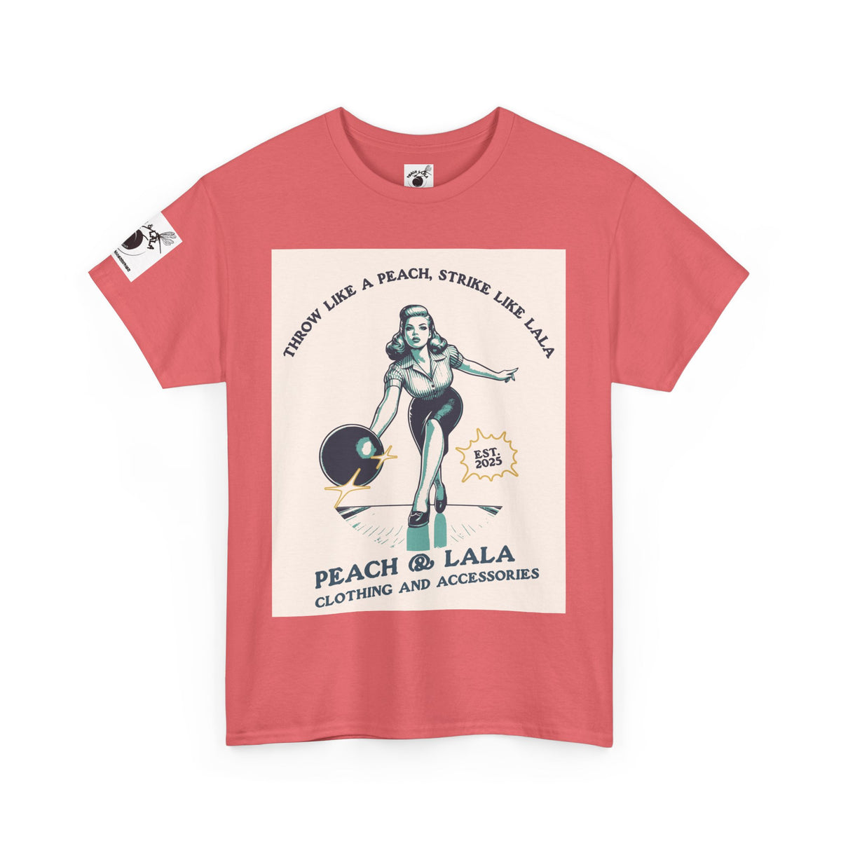 P&L Vintage Style Unisex Heavy Cotton Tee - 'Throw Like a Peach, Strike Like Lala' Graphic T-Shirt