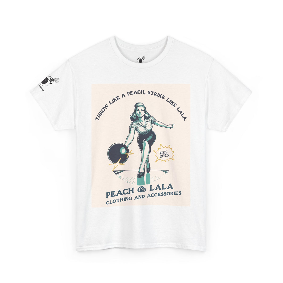 P&L Vintage Style Unisex Heavy Cotton Tee - 'Throw Like a Peach, Strike Like Lala' Graphic T-Shirt