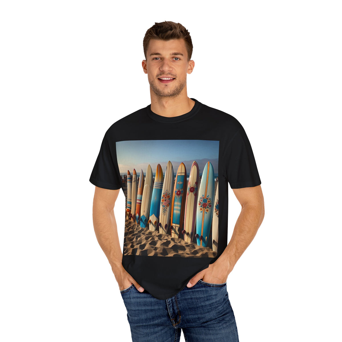 Surf-Inspired Unisex Garment-Dyed T-Shirt - Vintage Beach Vibe