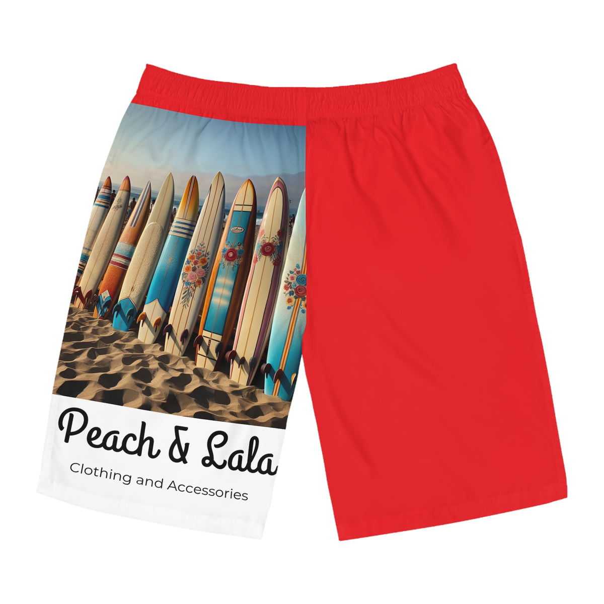 Men's Red Board Shorts - Perfect for Summer Beach Days & Vacations