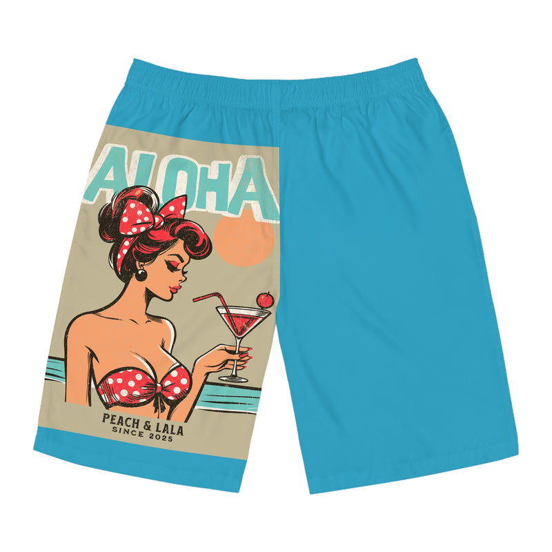 Aloha Vintage Men's Board Shorts - Retro Design for Beach Lovers