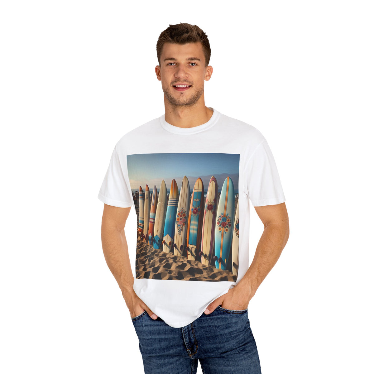 Surf-Inspired Unisex Garment-Dyed T-Shirt - Vintage Beach Vibe