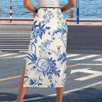 Blue Toile Pencil Skirt