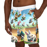 Skateboarding Bunny Unisex Swim Shorts - Fun Summer Vibe