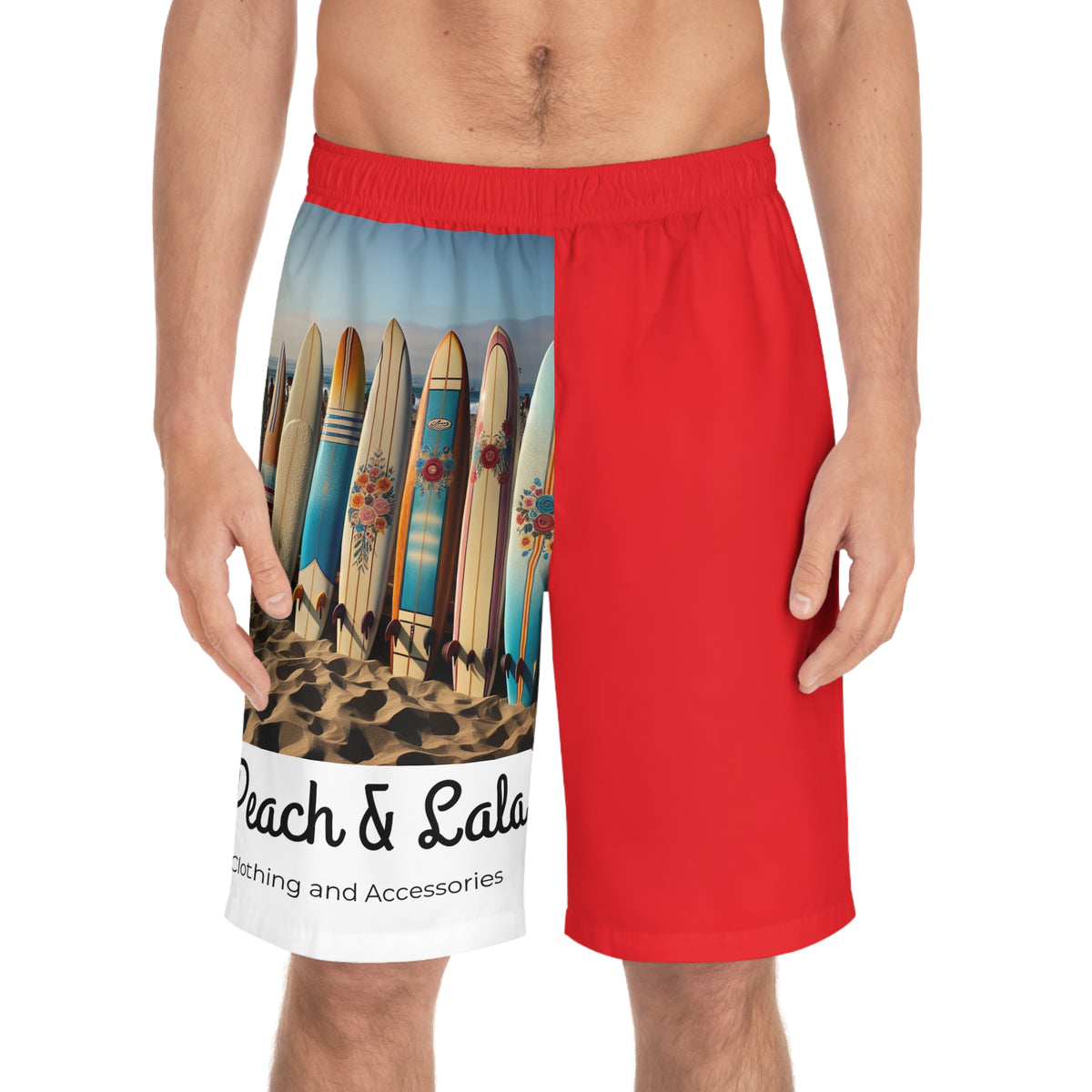 Men's Red Board Shorts - Perfect for Summer Beach Days & Vacations