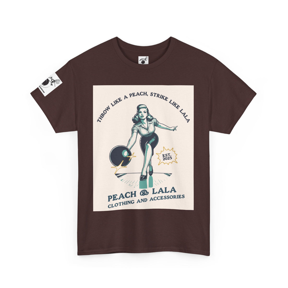 P&L Vintage Style Unisex Heavy Cotton Tee - 'Throw Like a Peach, Strike Like Lala' Graphic T-Shirt