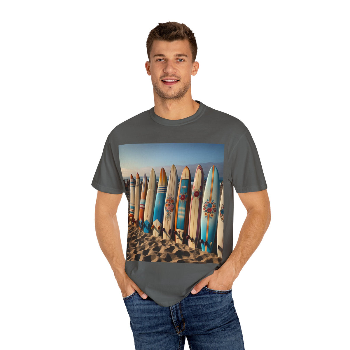 Surf-Inspired Unisex Garment-Dyed T-Shirt - Vintage Beach Vibe