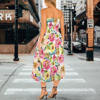 Bold Floral Strapless Dress