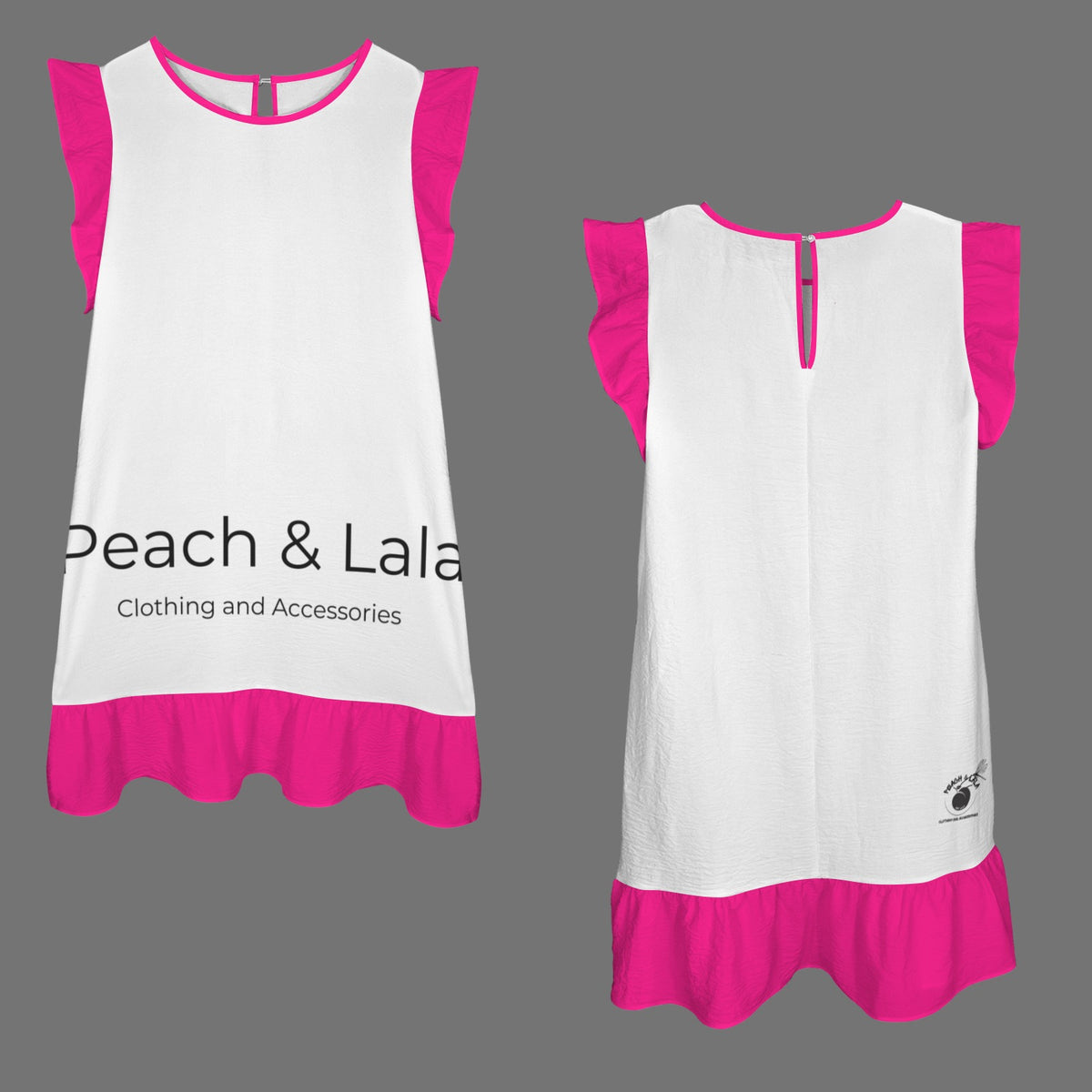 Pink/White Logo Ruffle Dress