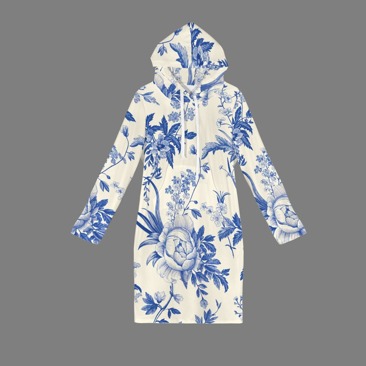 Blue Toile Hoodie Dress