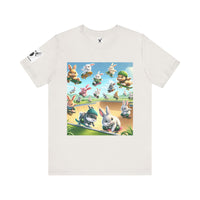 Playful Bunny Adventure Unisex Tee - Fun Rabbit Design for Kids & Adults