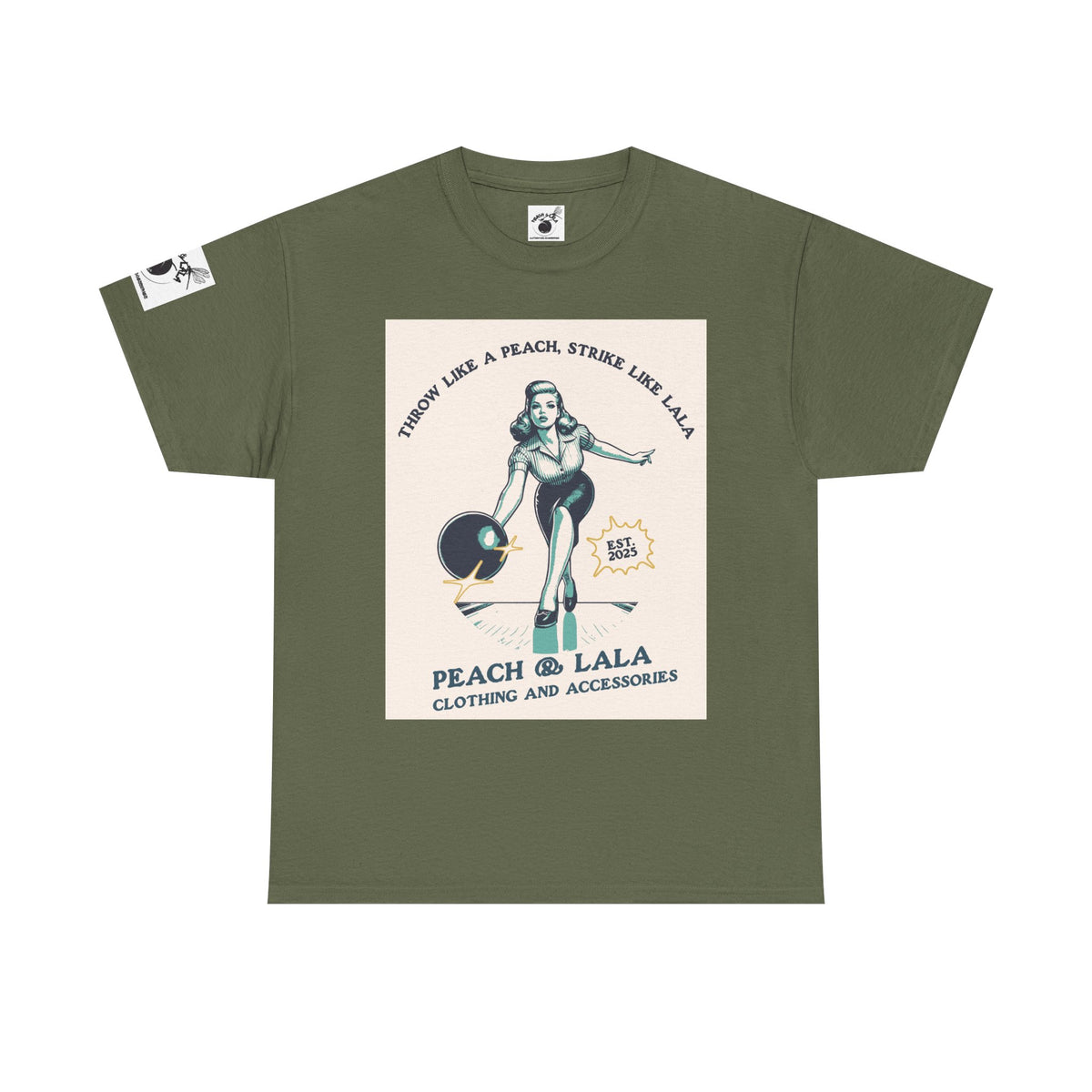 P&L Vintage Style Unisex Heavy Cotton Tee - 'Throw Like a Peach, Strike Like Lala' Graphic T-Shirt