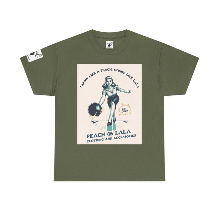 P&L Vintage Style Unisex Heavy Cotton Tee - 'Throw Like a Peach, Strike Like Lala' Graphic T-Shirt